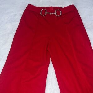 Red wide leg pants
